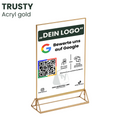  Trustyify Acryl gold – edler Bewertungsaufsteller mit QR-Code und NFC für Google Bewertungen, eleganter Goldrahmen im modernen Design