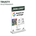 Trusty Acryl klassisch – Google Bewertungsaufsteller mit QR-Code und NFC für Kundenbewertungen