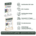 TRUSTYIFY Bewertungsaufsteller mit QR-Code und NFC – individuell designt, schnelle Lieferung, lebenslange Technik-Garantie, für alle Branchen geeignet